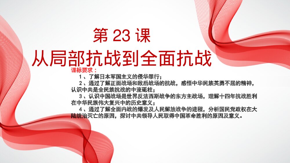 高一历史上册纲要第23课《从局部抗战到全面抗战》教学PPT课件1