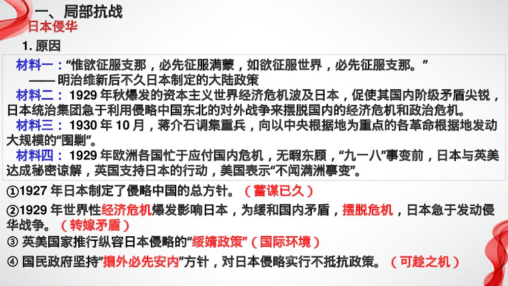 高一历史上册纲要第23课《从局部抗战到全面抗战》教学PPT课件3