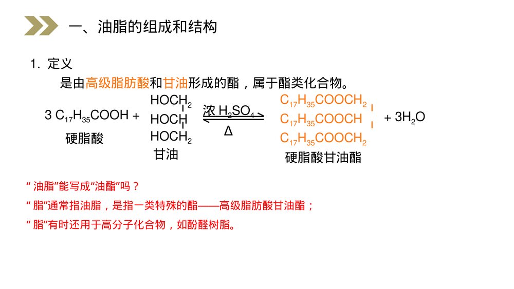 人教版高二化学选修五《油脂》PPT课件(第4.1课时)2