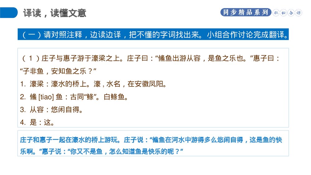 人教版八年级语文下册《庄子和惠子游于濠梁之上》PPT课件6