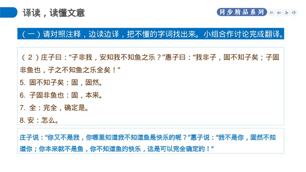 人教版八年级语文下册《庄子和惠子游于濠梁之上》PPT课件7