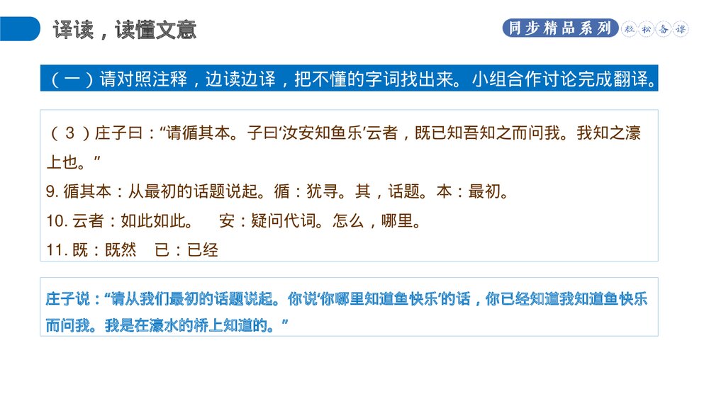 人教版八年级语文下册《庄子和惠子游于濠梁之上》PPT课件8