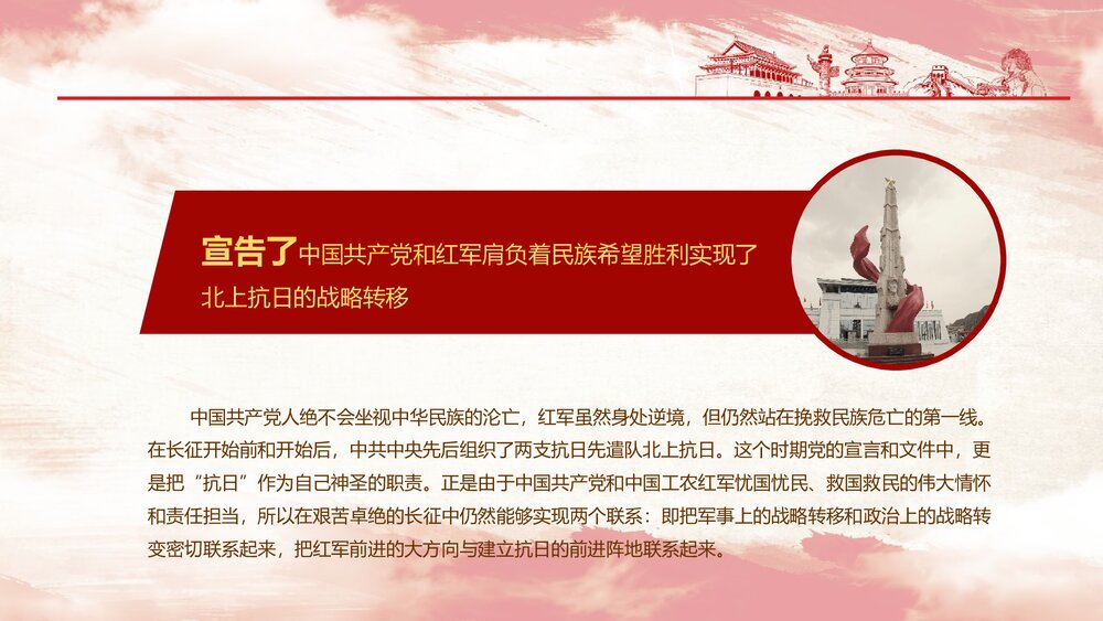 《纪念中国工农红军长征胜利87周年》国庆节主题PPT课件下载7