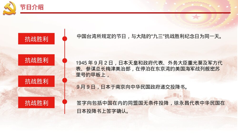 抗日战争胜利xx周年纪念日专题PPT课件下载7