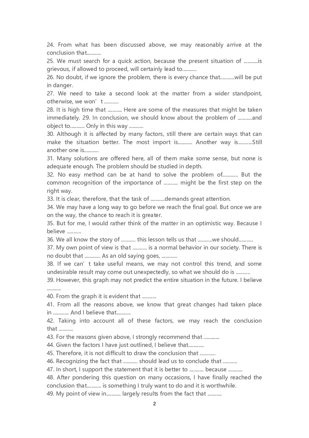 英语作文结尾句型word版2