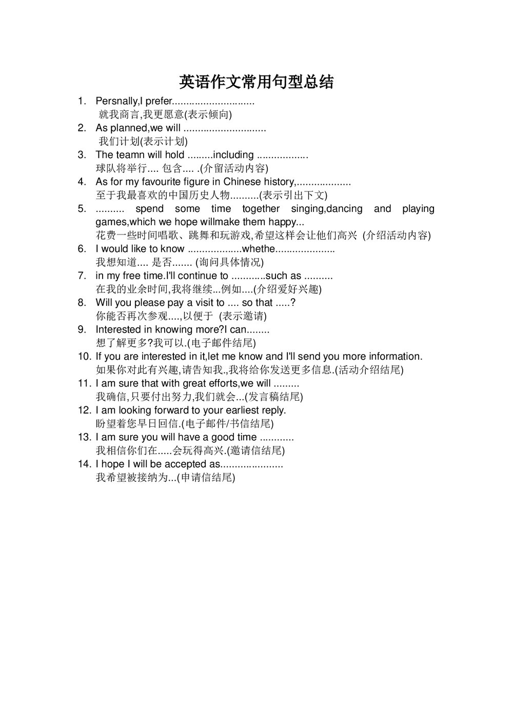 英语作文常用句型总结word版1
