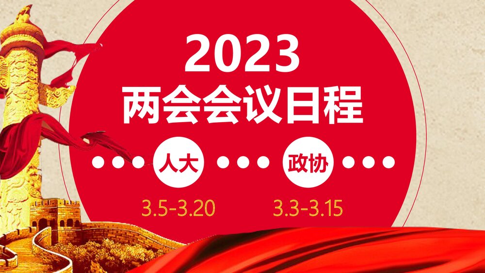 《2023年全国两会会议日程》政协政府党建PPT课件下载1