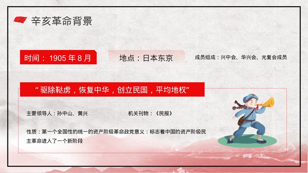 10月10日辛亥革命XXX周年纪念日活动宣传学校教育培训PPT课件7