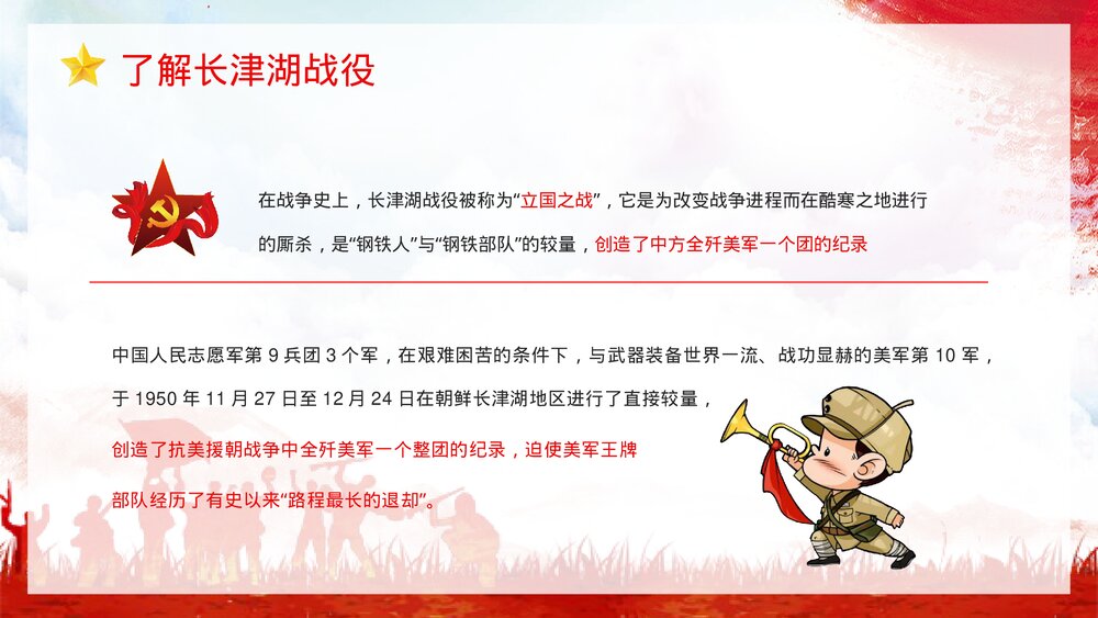 长津湖战役纪念抗美援朝战争胜利爱国主题教育讲座PPT课件4