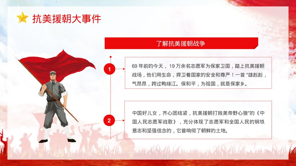 长津湖战役纪念抗美援朝战争胜利爱国主题教育讲座PPT课件10