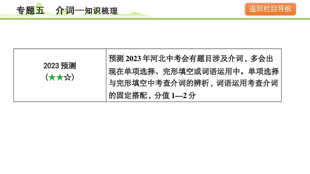 备战中考英语语法知识梳理《专题五介词》PPT课件5
