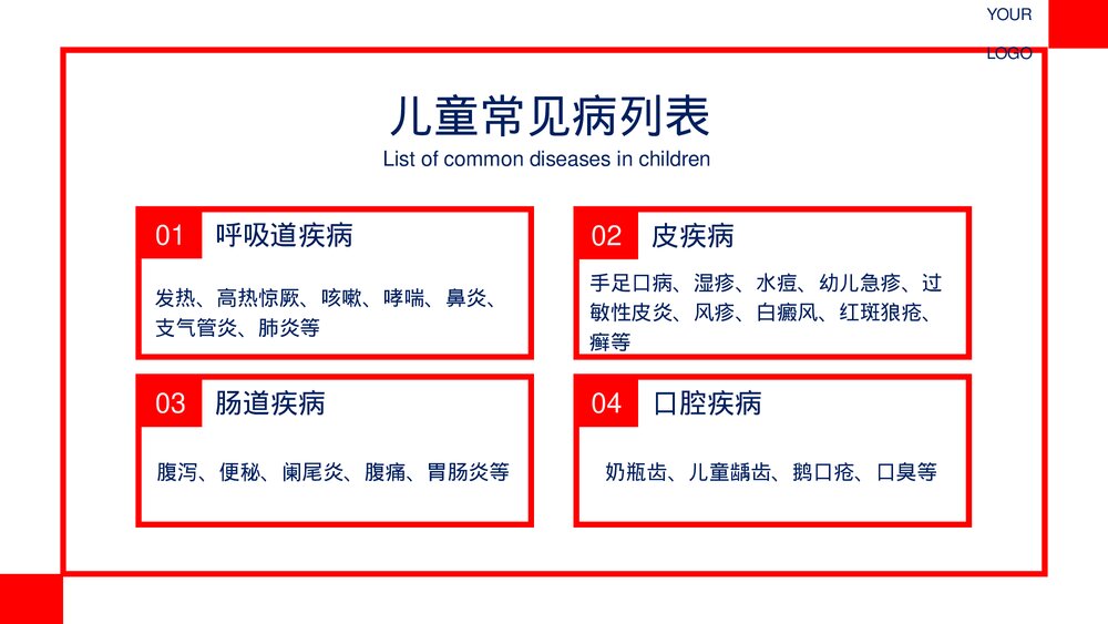 红蓝色简约医疗风儿童常见疾病PPT4