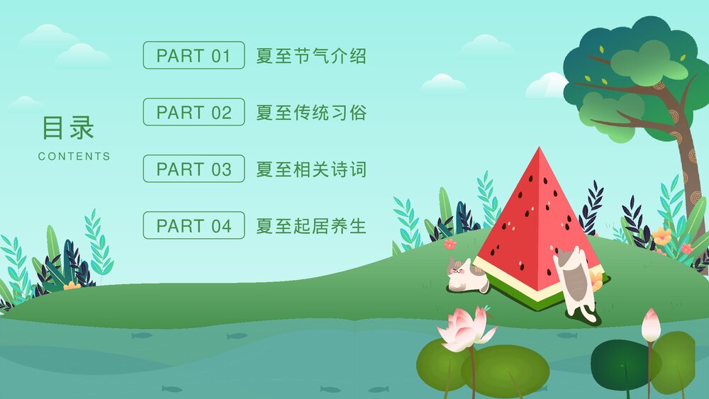 可爱卡通风二十四节气之夏至节气介绍PPT课件2