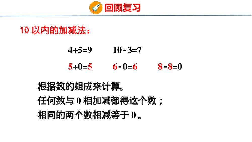 冀教版一年级数学上册《20以内的加减法与解决问题》整理与复习教学PPT课件4