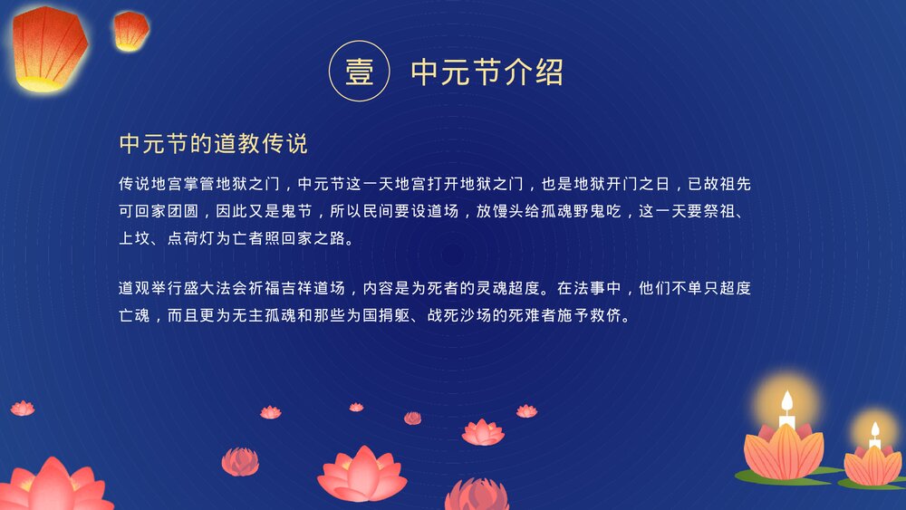 中国风卡通插画风中元节知识介绍PPT课件下载7