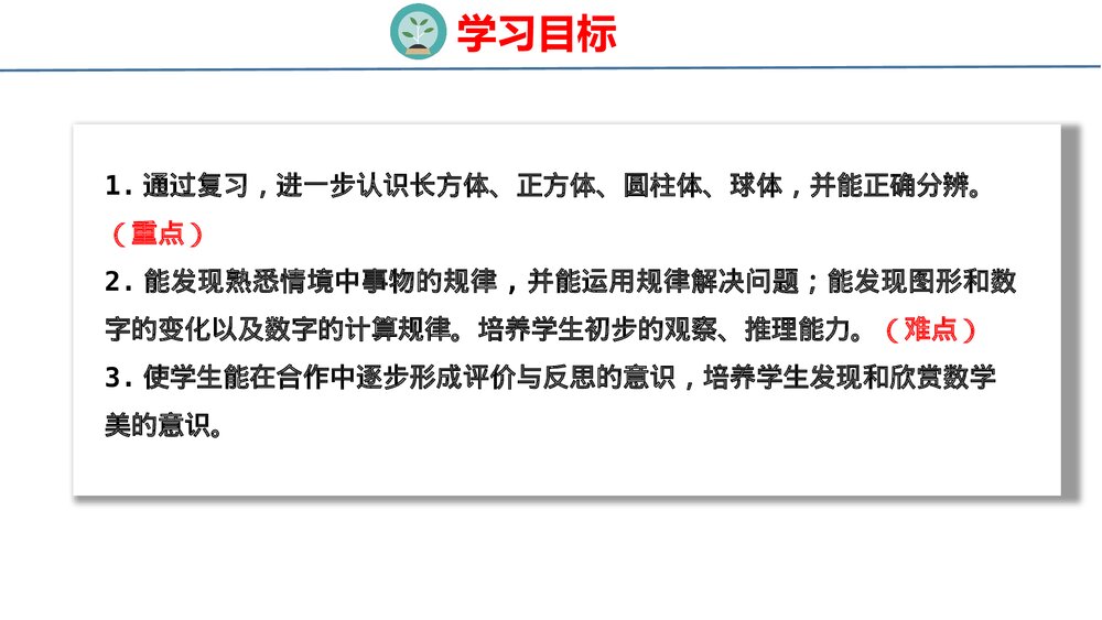 冀教版一年级数学上册《认识图形与找规律件》整理与复习PPT课件2