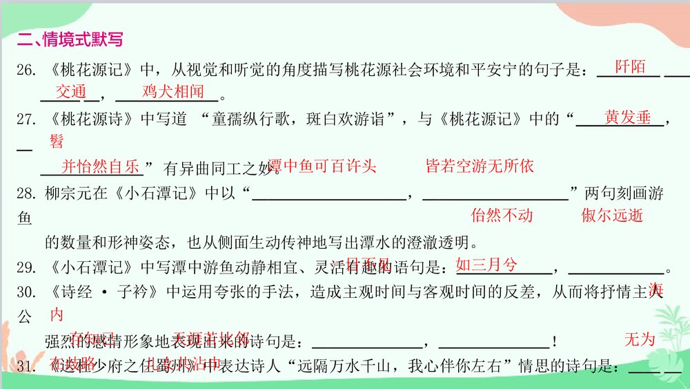 统编版八年级语文下册《专题二·古诗文默写》期末专题复习PPT课件4