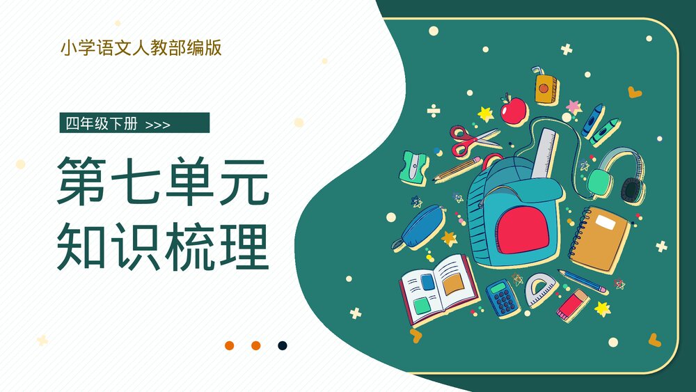人教版四年级语文下册第七单元知识梳理复习PPT课件下载1