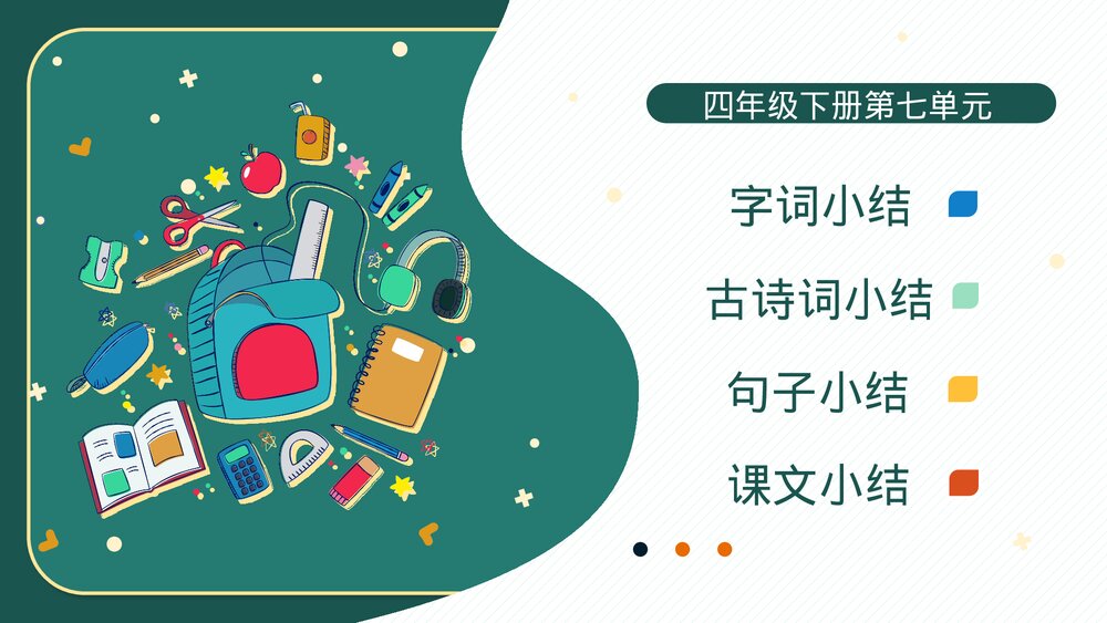 人教版四年级语文下册第七单元知识梳理复习PPT课件下载2