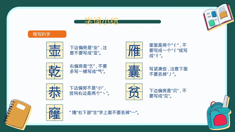 人教版四年级语文下册第七单元知识梳理复习PPT课件下载4