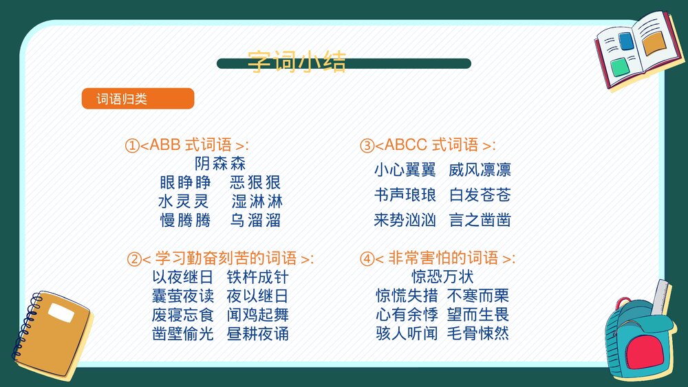 人教版四年级语文下册第七单元知识梳理复习PPT课件下载8