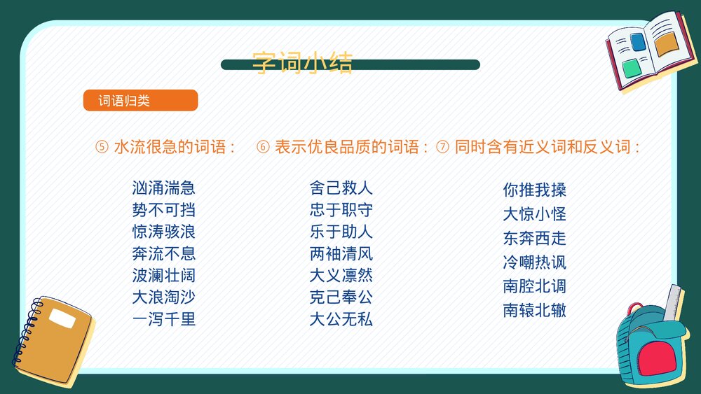 人教版四年级语文下册第七单元知识梳理复习PPT课件下载9