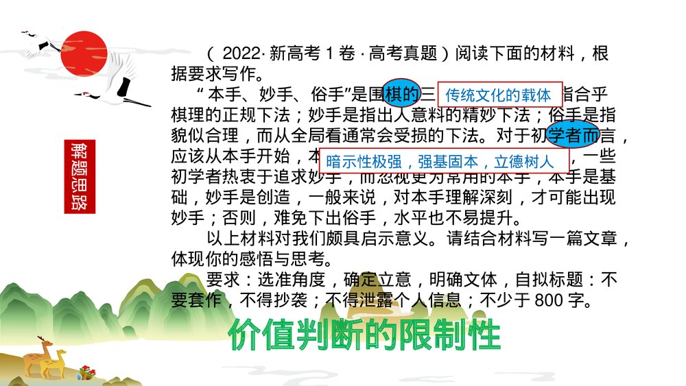 2023届高考语文复习PPT课件-2022年全国新高考Ⅰ卷作文“本手、妙手、俗手”讲评课件7