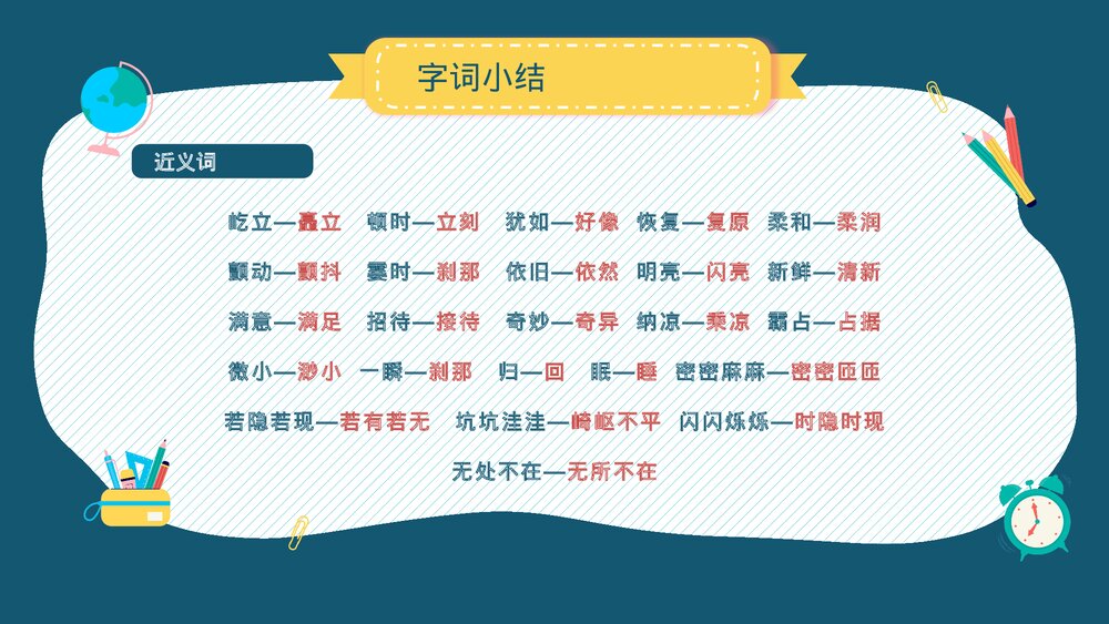 小学语文部编版四年级上册·第一单元知识点总结复习课件PPT下载6