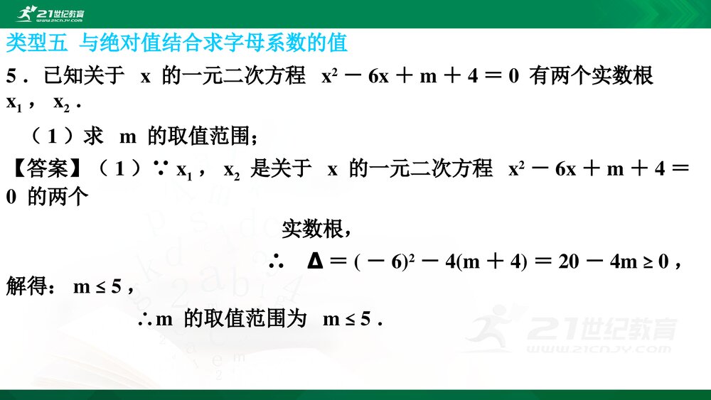 北师大数学九年级上册《微专题十 一元二次方程根与系数的关系》教学PPT课件7