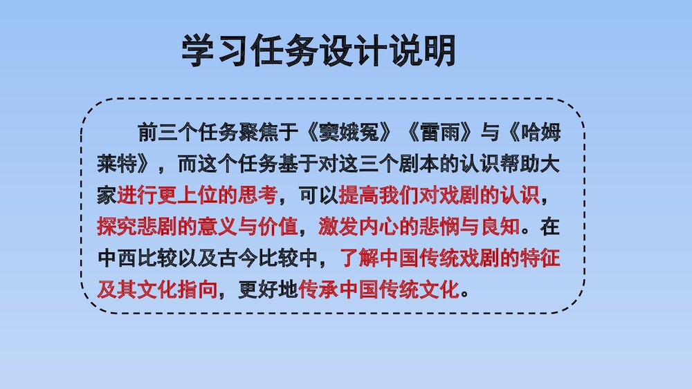 人教版部编（2019）高三语文下册必修 《学习任务四：进行专题研讨，深入认识戏剧价值》名师2