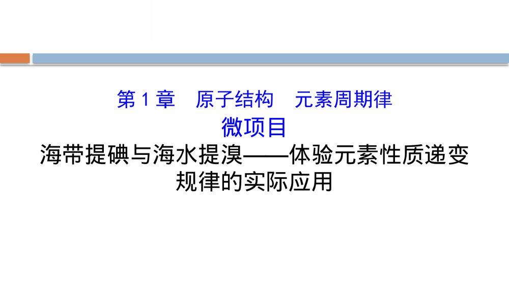 《微项目海带提碘与海水提溴 体验元素性质递变规律的实际应用》鲁科版高中化学必修二教学PP1