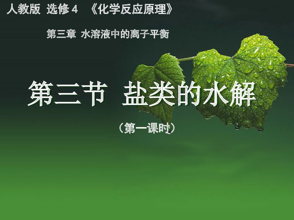 人教版化学选修4 第三章水溶液中的离子平衡第三节盐类的水解PPT课件1
