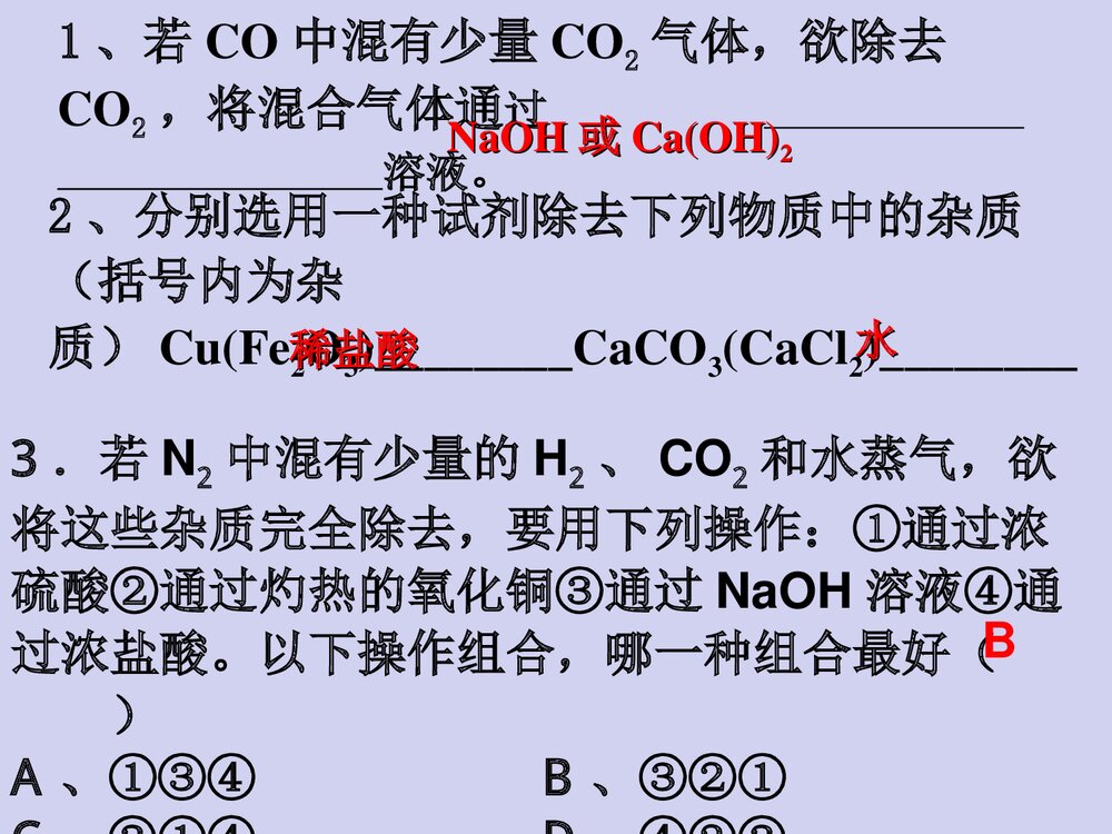 初中化学混合物除杂专题复习PPT课件9