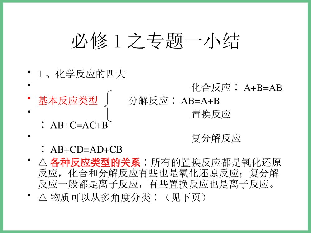 高中化学必修二化学反应总结PPT课件1