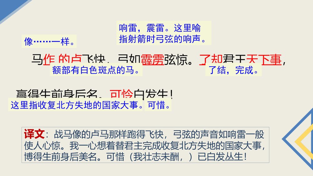 《破阵子·为陈同甫赋壮词以寄之》词四首·部编版九年级语文下册PPT课件5