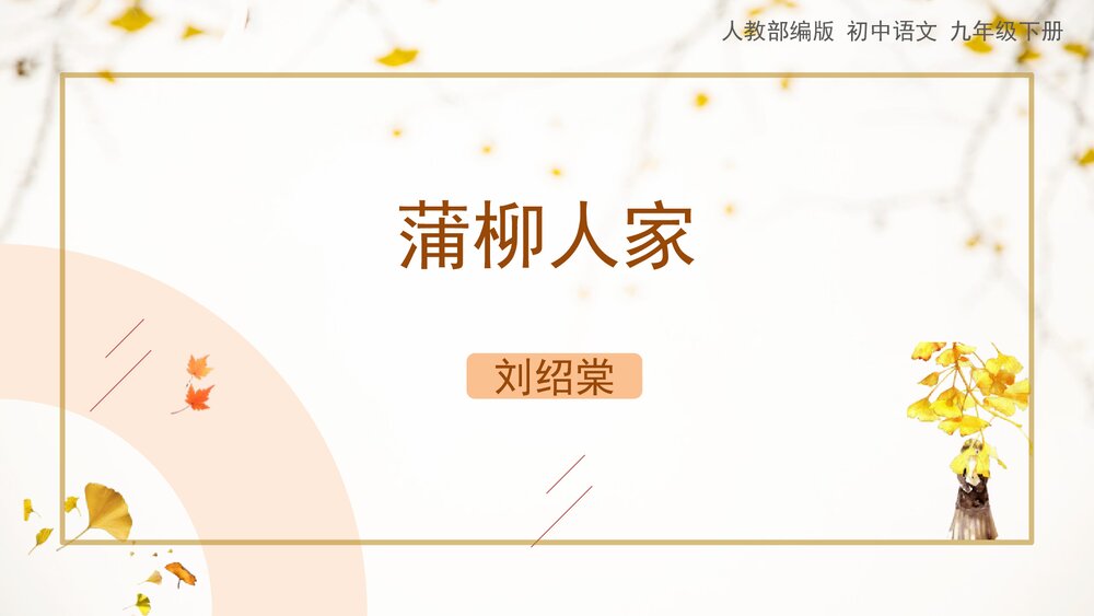 人教部编版初中语文九年级下册《蒲柳人家》PPT教学课件1