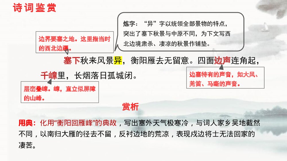 九年级语文下册《渔家傲·秋思》词四首PPT课件7