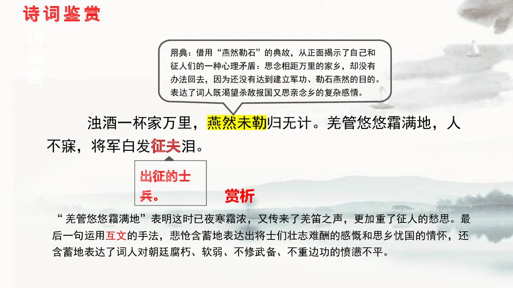九年级语文下册《渔家傲·秋思》词四首PPT课件8