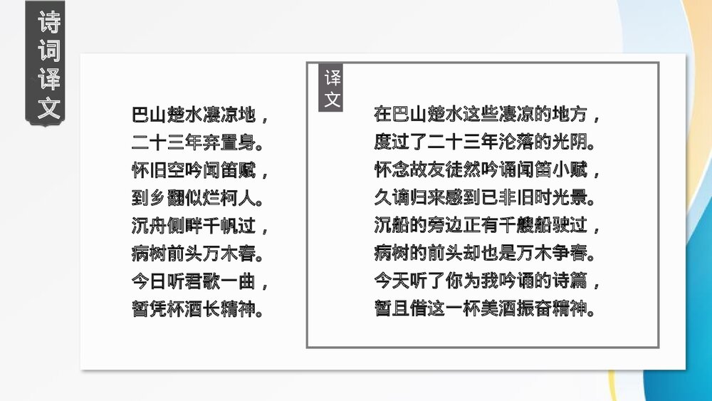 演示文九年级语文上册《酬乐天扬州初逢席上见赠》PPT课件稿25