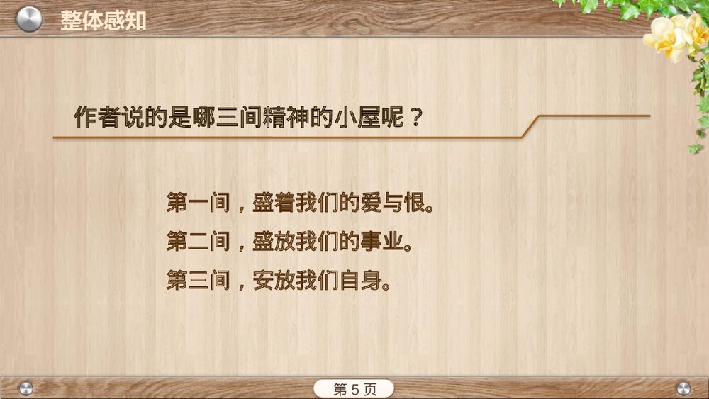 九年级部编版语文上册《精神的三间小屋》PPT教学课件5