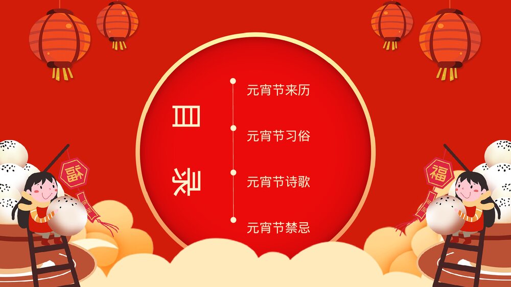 中国风红灯笼系列传统元宵佳节文化介绍PPT2