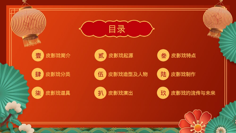 国潮风传统文化民间皮影戏知识培训PPT课件下载2