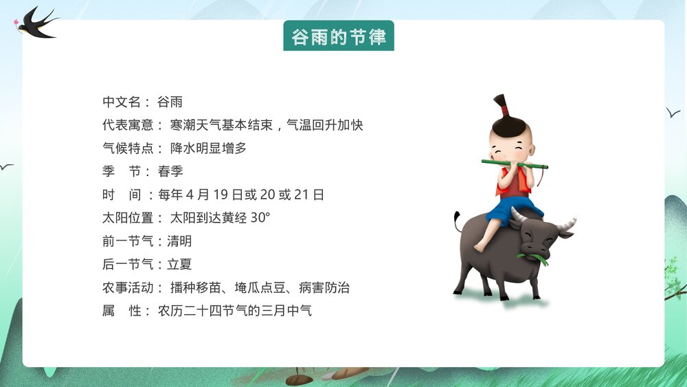 中国风传统节气谷雨节气介绍PPT课件5
